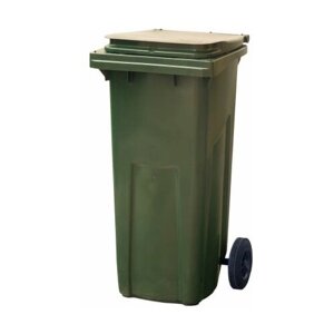 Контейнер для мусора зеленый, мусорный бак с крышкой, евроконтейнер пластиковый, урна уличная IPLAST 120 литров