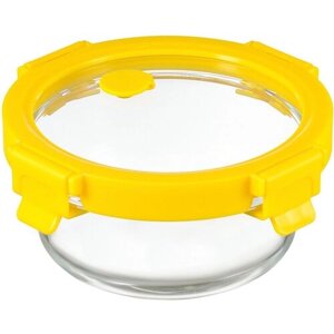 Контейнер для запекания и хранения стеклянный круглый с крышкой, 400 мл, желтый, Smart Solutions, SFE-SS-CN-GLS-YEL-400