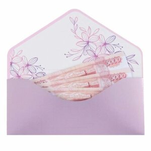 Конверт для денег "Универсальный" цветы на сиреневом, тиснение, 19,5 х 9 см