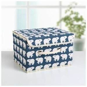 Короб стеллажный для хранения с крышкой «Северные мишки», 252017 см, цвет синий