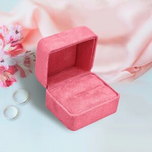 Коробочка для кольца розовый нубук / Розовый футляр для ювелирных украшений / Ювелирная упаковка