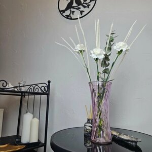 Красивая стеклянная ваза "аэлит" розовая 30 см, декор и интерьер в дом.