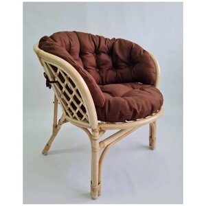 Кресло из натурального ротанга с большой кофейной подушкой Багама, цвет натуральный