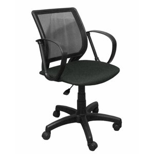 Кресло компьютерное Тедди ткань, цвет серый, спинка чёрная сетка