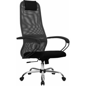 Кресло руководителя Метта SU-B-8/подл. 130/осн. 003 Черный, ткань / Темно-серый, сетка
