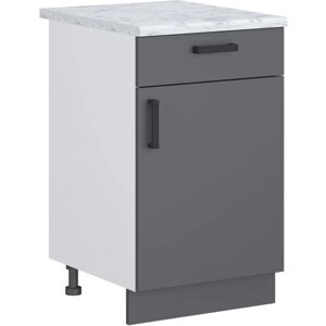 Кухонный модуль №11 со столешницей шкаф нижний напольный с ящиком ЛДСП 50х60х84.5см белый графит мрамор