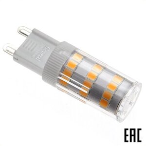 Лампа светодиодная "капсула" пластик т/б свет 3Вт 653800 GLDEN-G9-5-P-220-2700К 220В General (4 шт. в комплекте)
