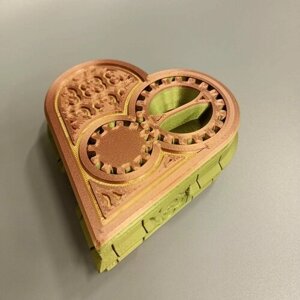 Механическое сердце-шкатулка, игрушка, подарок на 14 февраля, 8 марта, цвет красно-медный, 3D печать
