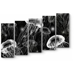 Модульная картина Черно-белые медузы 140x98