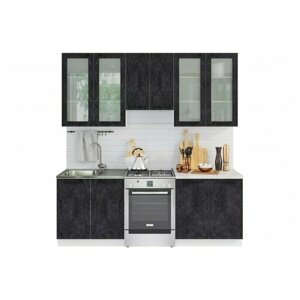 Модульная кухня Нувель 2,2 м - бетон черный