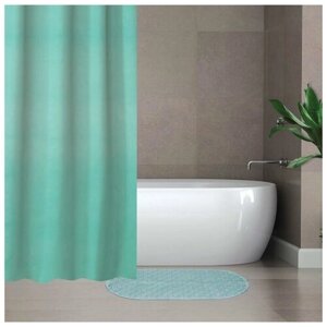 Набор для ванной SAVANNA "Селест", штора 180х180 см, ковер 38х69 см, цвет морской волны (5235772)