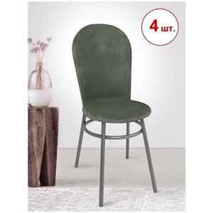 Набор из 4-х чехлов на венские стулья с округлым сиденьем Бруклин оливковый