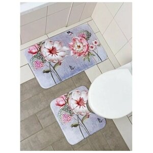 Набор ковриков для ванной и туалета Доляна «Весна», 2 шт: 4045, 4575 см