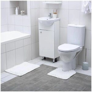 Набор ковриков для ванны и туалета белый "Пушистик ", 2 шт: 38х40, 40х60 см (1 шт.)