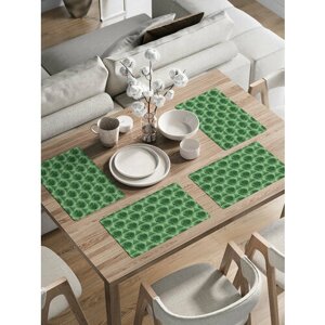 Набор прямоугольных тканевых салфеток на стол для сервировки JoyArty "Зеленый дракон" плейсмат, 30x46 см, 4шт.