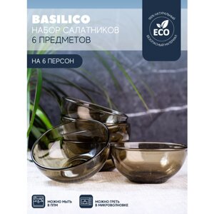 Набор салатников BASILICO 13 см, 6 шт, 450 мл. Glass ink