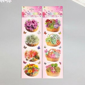 Наклейка бумага, пластик Корзинки с цветами микс 43х12 см