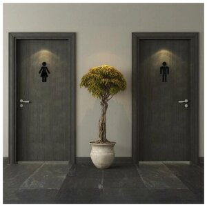 Наклейки на дверь в туалет WC "М и Ж", интерьерные, зеркальные, декор на стену