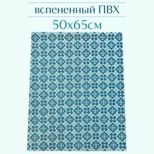 Напольный коврик для ванной из вспененного ПВХ 65x50 см, тёмно-синий/голубой, с рисунком