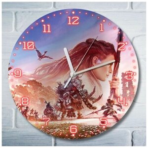Настенные часы УФ с рисунком, диаметр 28см игры Horizon Forbidden West (элой, хорайзен, PS, Xbox, PC, Switch) 5064