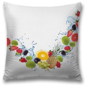 Наволочка декоративная на молнии, чехол на подушку JoyArty "Чистые фрукты" 45х45 см