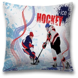 Наволочка декоративная на молнии, чехол на подушку JoyArty "Хоккей на льду" 45х45 см