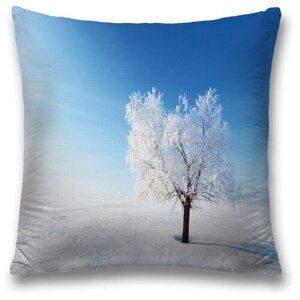 Наволочка декоративная на молнии, чехол на подушку JoyArty "Морозное дерево" 45х45 см