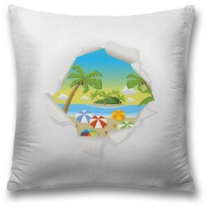 Наволочка декоративная на молнии, чехол на подушку JoyArty "Подсмотренный пляж" 45х45 см