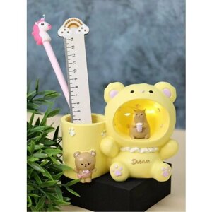 Ночник, светильник детский, органайзер для канцелярии Dream bear yellow