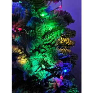 Новогодняя гирлянда светодиодная - Линия/Хвойная лапа, 200 LED, разноцветная, прозрачный провод 10 метров, 8 режимов