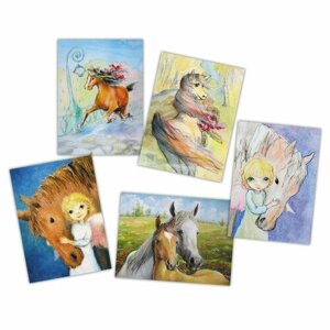 Открытки "Лoшади", 5 штук, 10х15 см, набор авторских открыток с лошадками