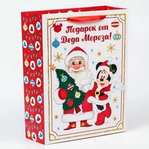 Пакет ламинированный вертикальный, 31 x 40 x 11.5 см "Подарок от Деда Мороза", Микки Маус и друзья