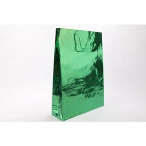 Пакет подарочный 45*32,5*10cm голография, зеленый