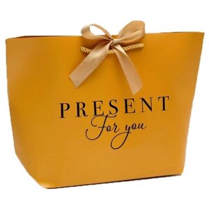 Пакет подарочный Дарите счастье Present for you, 37х25х11 см, желтый