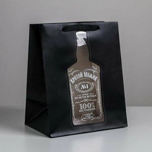 Пакет подарочный ламинированный с пластиковым окном, упаковка, «Крутой мужик», 30,5 х 25 х 17,5 см (комплект из 11 шт)