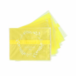 Пакет подарочный пластиковый с рисунком "Hand Made" 8,8 х 11,5 см, жёлтый, 12 шт.