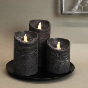 Peha Набор свечей с имитацией пламени Ленорра Magic Flame 10-15 см, 3 шт, черные, с пультом управления MB-20234