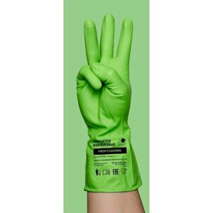Перчатки хозяйственные виниловые, ТР ТС, M, зеленый, 12 пар (PROFESSIONAL)