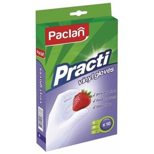 Перчатки Paclan Practi виниловые, 5 пар, размер L, цвет прозрачный