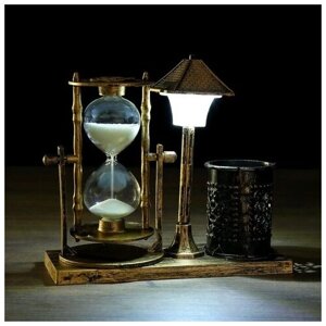 Песочные часы "Уличный фонарик" подсветка, с карандашницей, 6.5 х 15.5 х 14.5 см