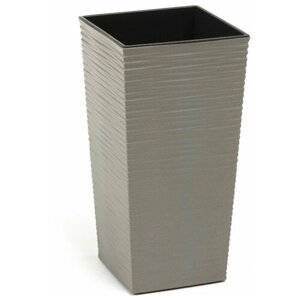 Пластиковый горшок с вкладкой «Финезия Эко Джуто», 19х19х36 см, цвет серый бетон 4984566