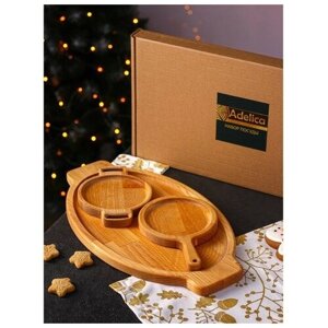 Подарочный набор посуды Adelica «Кухни мира», доски для подачи 3 шт: 4325 см, 2114 см, 1814 см, берёза