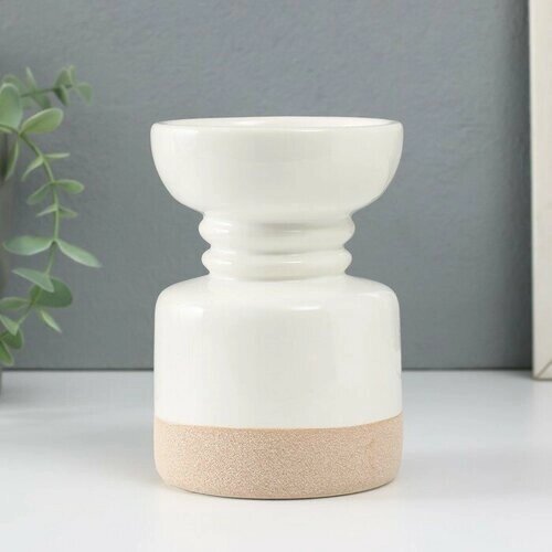 Подсвечник керамика на 1 свечу "Атлант" песочно-белый 9,3х9,3х13,5 см (комплект из 2 шт)