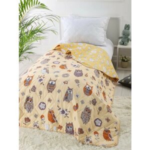 Покрывало-одеяло "Поплин", 1,5 спальное, двустороннее, стеганое, с рисунком, летнее