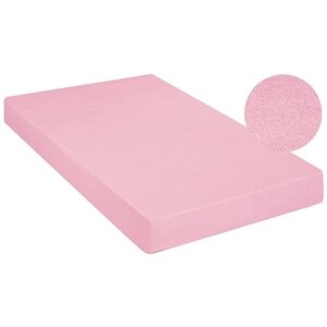 Простыня махровая на резинке Pink, без рисунка, розовый; размер: 180 х 200