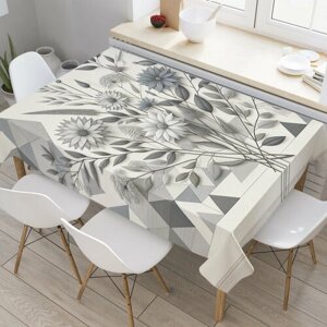 Прямоугольная тканевая скатерть на стол JoyArty с рисунком "Минорные цветы" 120 на 145 см