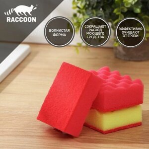 Raccoon Набор губок для мытья посуды Raccoon «Кантри», 3 шт, 9,573,5 см, цвет красный, жёлтый