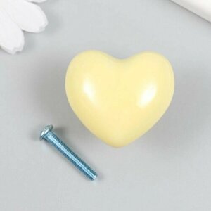 Ручка для шкатулки керамика, металл "Сердечко" жёлтая 3,8х3,8х3 см