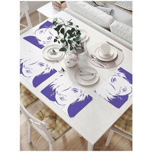 Салфетки на стол для сервировки прямоугольные, плейсмат JoyArty "Девушка в сережках", 32x46 см, в комплекте 4шт.