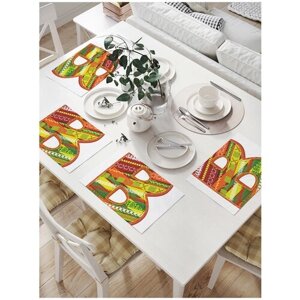 Салфетки на стол для сервировки прямоугольные, плейсмат JoyArty "Текстильная буква B", 32x46 см, в комплекте 4шт.